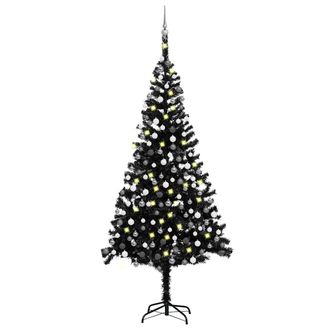 vidaXL &Aacute;rbol De Navidad Preiluminado Con Luces Y Bolas Negro 240 Cm Vidaxl