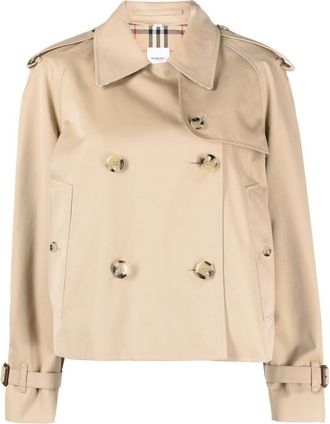 Burberry Neutral Haltye Short Trench Coat - Womens - Cotton