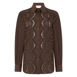 P.A.R.O.S.H. Tunics, female, Brown, Size: M Lace Shirt