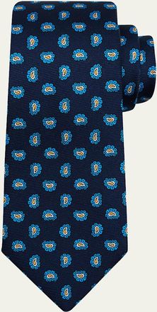 Kiton Mens Small Paisley Silk 7-Fold Tie