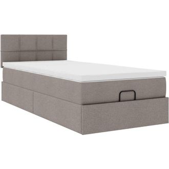 vidaXL Estructura De Cama Otomana Colch&oacute;n Tela Gris Pardo 90x190cm Vidaxl