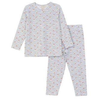 Lola Girl Cherry Cotton Modal Long Sleeve Top & Elastic Waist Pants Lounge Set in White/red at Nordstrom, Size 18M
