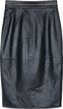 Elisabetta Franchi Womens Gonna Longuette Pelle Nero Gonne Skirt