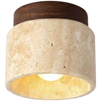 OEM L&aacute;mpara De Techo Semiempotrada De Cristal Vintage Con Pantalla De M&aacute;rmol. Ideal Para Pasillos Y Salones. Luz Led Tricolor. Di&aacute;metro: 12 Cm, Altura: 10