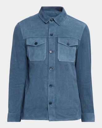 Bugatchi Men & apos;s Perforated Suede Shirt Jacket