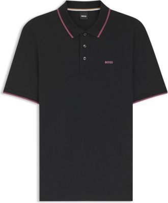 BOSS Cotton-piqu&eacute; polo shirt with contrast tipping