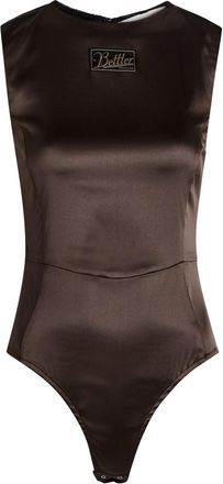 BETTTER Smoked Stretch-satin Dark Brown Designer Bodysuit UK8-10 / S - S (UK8-10 / S)