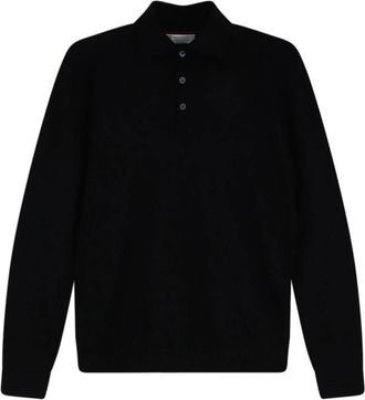Brunello Cucinelli Cashmere en Zijde Poloshirt - Heren - Polos - Zwart - M - Kasjmier - Tops