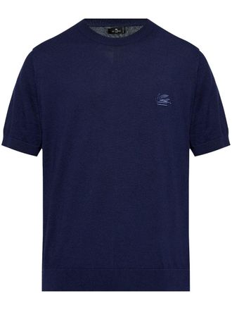 Etro T-shirt met borduurwerk - Blauw