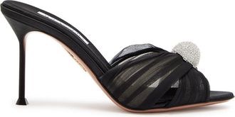 Aquazzura Aquazzura Mystery 85 Embellished Satin Mules - Black - 36 (IT36 / UK3)