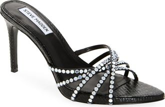 Steve Madden Brinleigh Snake Embossed Strappy Sandal in Black at Nordstrom Rack, Size 8.5