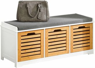 SoBuy Sobuy - Banco De Almacenamiento Con Acolchados Cojines Y 3 Cubos, Entrada Zapato Gabinete Dresser C&oacute;modo Banco Fsr23-wn Es