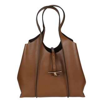 Tod's Tassen, Dames, Bruin, ONE Size, Leer, T Timeless Medium Shopping Bag