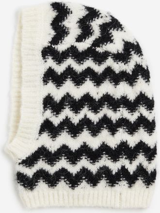 H&M Gestrickte Balaklava - Cremefarben/Zickzackmuster