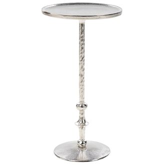 Beliani Mesa Auxiliar De Metal Plateado 32 Cm Forma Geom&eacute;trica Tablero Tallado Meda