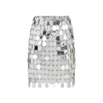 Paco Rabanne Round Sequin Silver Polyester Mini Skirt