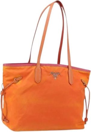 Prada Pre-owned Vintage Nylon Tote Bag - Dames - Vintage Shopper - Oranje - ONE Size - Nylon - Vintage