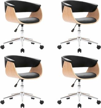 vidaXL Sillas De Comedor Giratorias 4 Unidades Cuero Sint&eacute;tico Negro Vidaxl