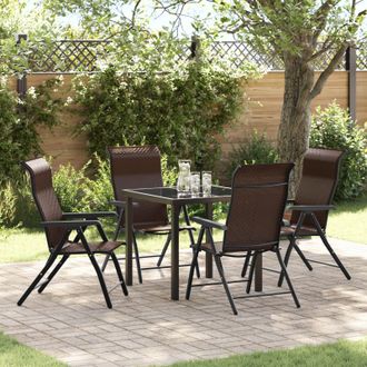 Berkfield Home 5 Piece Garden Dining Set Brown Poly Rattan