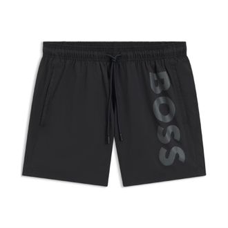 HUGO BOSS Heren Logo Geprinte Zwemshorts (Grijs)