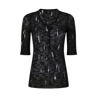 Pinko Round-neck Knitwear, female, Black, M, Black Cotton Nylon Jumpers