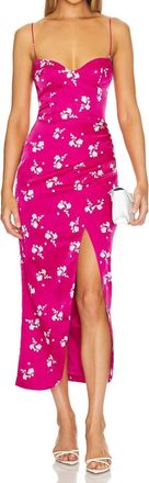 Bardot Amika Midi Dress In Hot Pink Floral