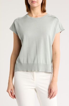 Adrianna Papell Exposed Seam Extended Sleeve Sweater in Dusty Sea Mist at Nordstrom Rack, Size X-Large