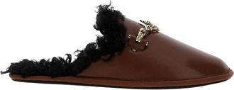 Stella McCartney Shearling Leren Muiltjes - Dames - Slip ons - Bruin - 37 EU - Leer - Schoenen