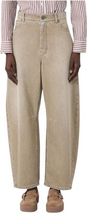 Max Mara Jeans, Dames, Beige, XS, Katoen, Wide Jeans