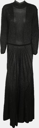 Roberto Cavalli Metallic Black Lurex Knit Long Dress