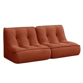 Oviala Juego de 2 sillones de tela 160 x 90 x 70 cm color terracota
