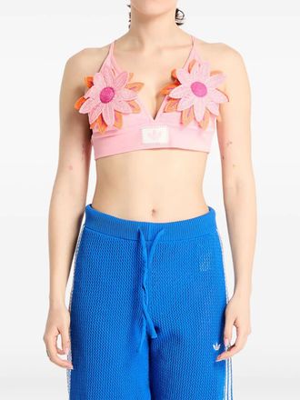 adidas flower-embellishment top - women - Cotton/Viscose/Elastane - S - Pink
