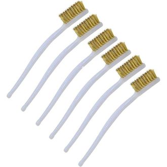 OEM Cepillo De Dientes Con Alambre De Cobre Y Mango Curvo De Pl&aacute;stico, Juego De Cepillos Met&aacute;licos, Cepillo De Mano Con Alambre, 6 Piezas -crezuo
