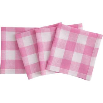 Solino Home Linen Dinner Napkins - Buffalo Check, 20 x 20 in Pink Begonia at Nordstrom, Size Large