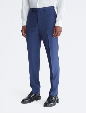 Calvin Klein Mens Slim Fit Blue Suit Pants - Blue - 30W x 32L