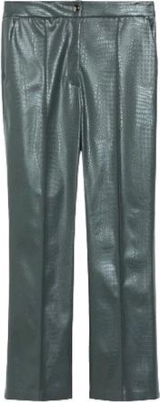 Max Mara Broeken, Dames, Groen, S, Cropped Enkellange Broek met Geribbeld Motief