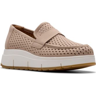 Clarks Loriini Edge Platform Wedge Loafer in Sand Nubuck at Nordstrom Rack, Size 7.5