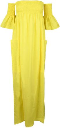 Semicouture Yellow Cotton Long Dress