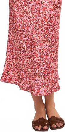Gilli Evan Floral Satin Midi Skirt In Pink