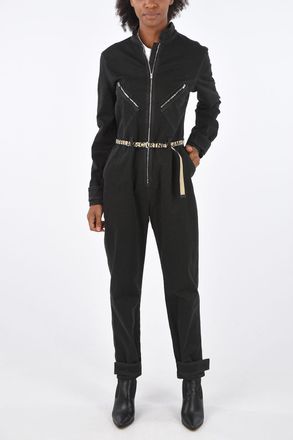 Stella McCartney Denim Jumpsuit with 4 Pockets and Logo Belt Stella McCartney