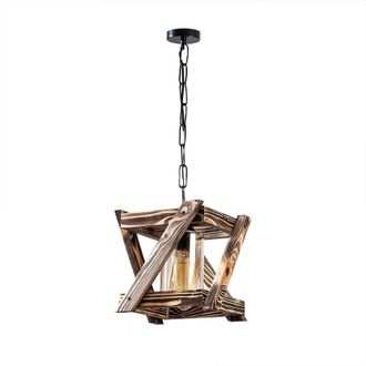 Wonderlamp L&aacute;mpara de techo r&uacute;stica de madera y difusor transparente