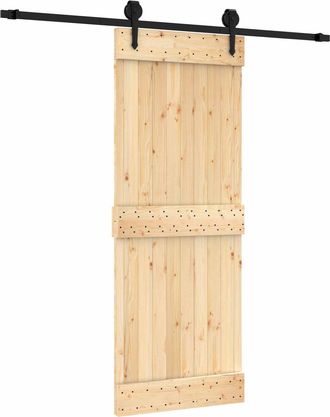 vidaXL Puerta Corredera Natural Y Negro 80 X 210 Cm Vidaxl