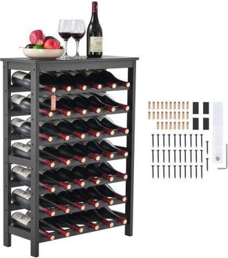 OEM Weinregal 42 Flaschen, Stabiles Flaschenregal, 7-stufiges Lagerregal Aus Massivem Bambusholz, Freistehendes Weinregal, Wackelfreie Regale F&uuml;r K&uuml;che, B