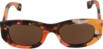 Gucci Logo Lens Curved Rectangle Sunglasses