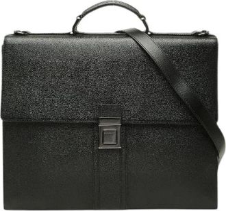 Burberry Pre-owned Leren 2-weg Aktetas - Heren - Vintage Handtas - Zwart - ONE Size - Leer - Vintage