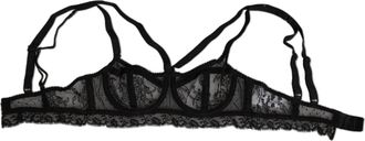 Dolce & Gabbana Womens Black Floral Lace Nylon Balconcino Bra Underwear Viscose Clothing