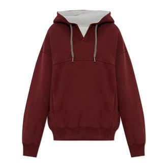 Maison Margiela Hoodies, female, Red, Size: L Cotton Shoelace Hoodie