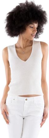 Pinko Agner Top - Dames - Tops zonder mouwen - Wit - L - Katoen - Tops