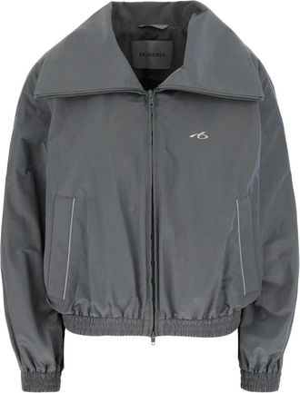 Balenciaga Tracksuitjack met hoge kraag - Dames - Bomber jackets - Grijs - M - Katoen - Jassen