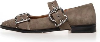 Copenhagen Shoes Schoenen, Dames, Groen, 41 EU, Suède, Stijlvolle Ballerinas met Zilveren Gespen